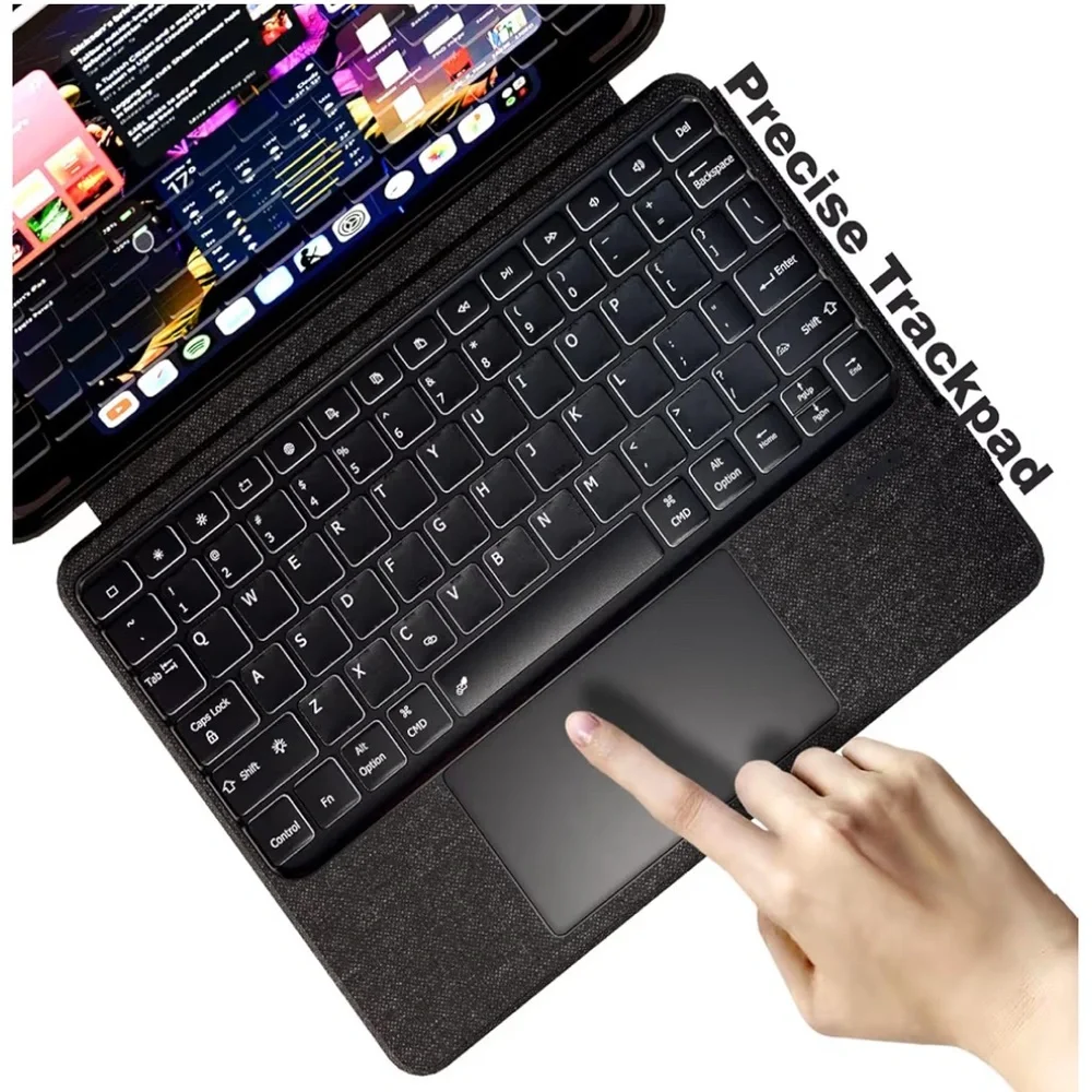 Keyboard Folio for iPad Pro 11-inch (M4) 2024 Case Detachable 7 Color Backlight